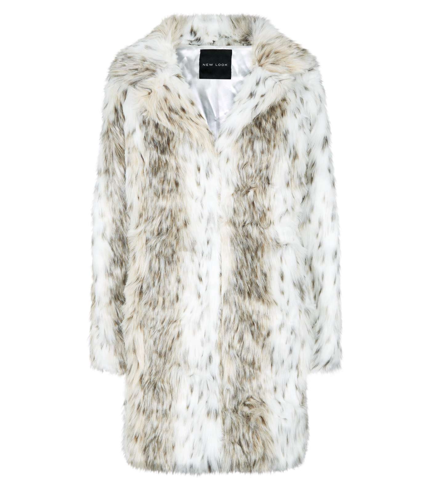 Cream Leopard Print Faux Fur Coat Image 4