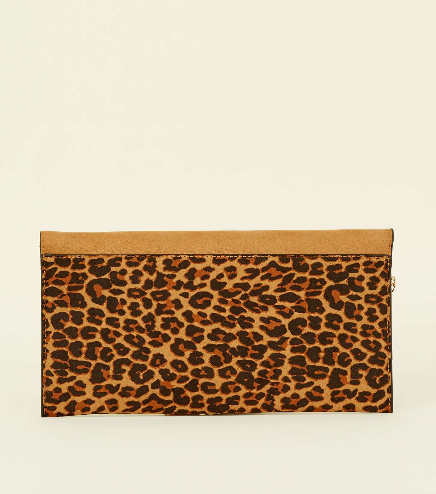 Brown Leopard Print Contrast Clutch Bag Image 6