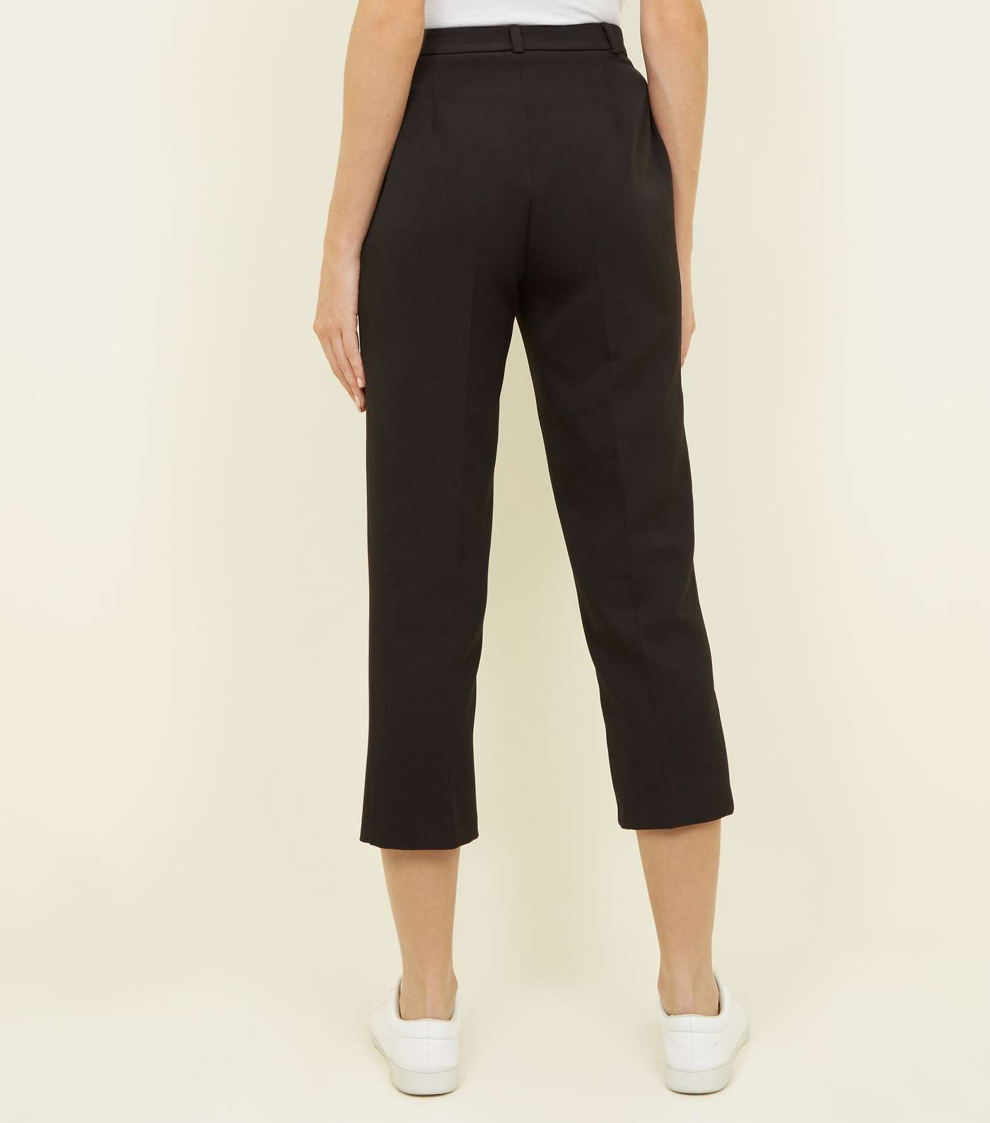 Black Button Front Tapered Trousers Image 3