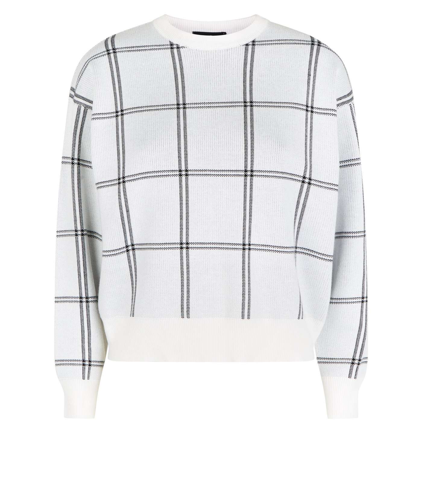 Off White Check Knitted Jumper  Image 4