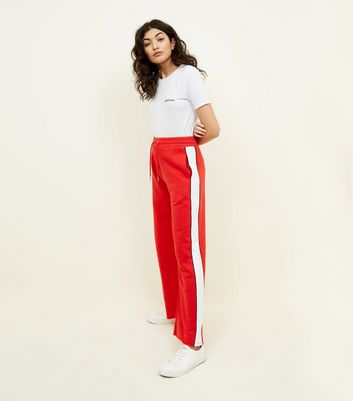 wide leg joggers with side stripe