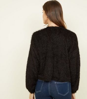 New look clearance black fluffy cardigan