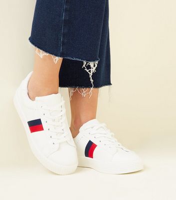 womens white trainers with stripe