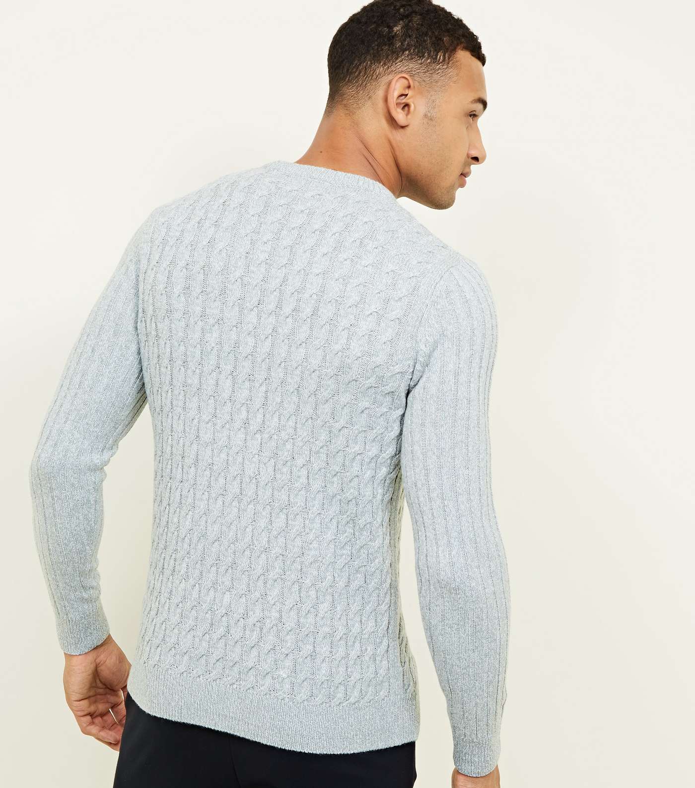 Grey Cable Knit Long Sleeve Jumper Image 3