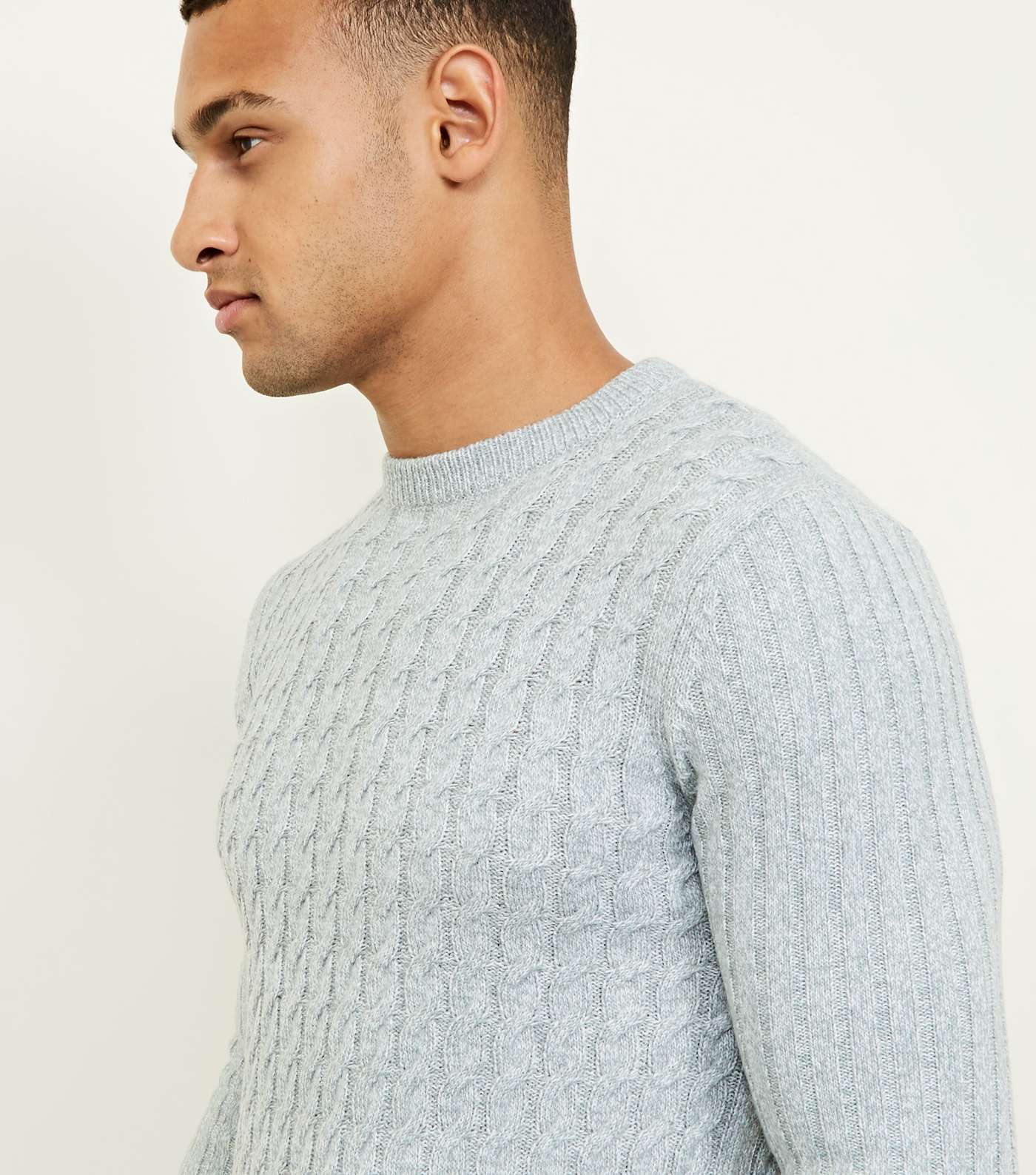 Grey Cable Knit Long Sleeve Jumper Image 5