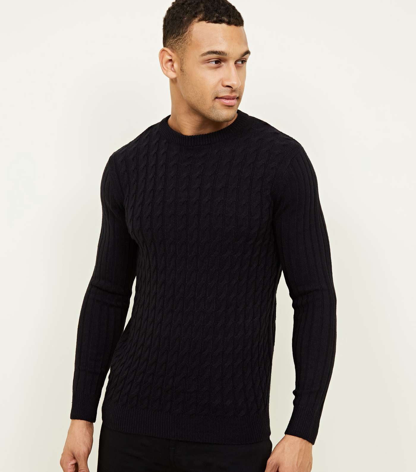 Navy Cable Knit Long Sleeve Jumper