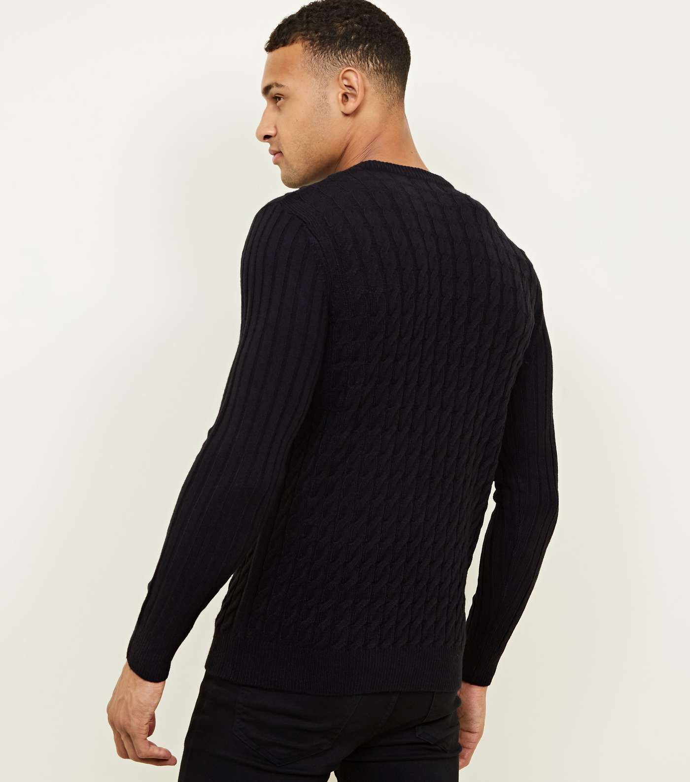 Navy Cable Knit Long Sleeve Jumper Image 3