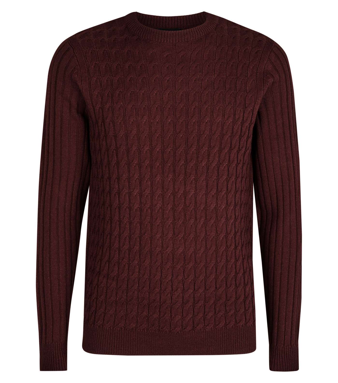 Burgundy Cable Knit Long Sleeve Jumper Image 4