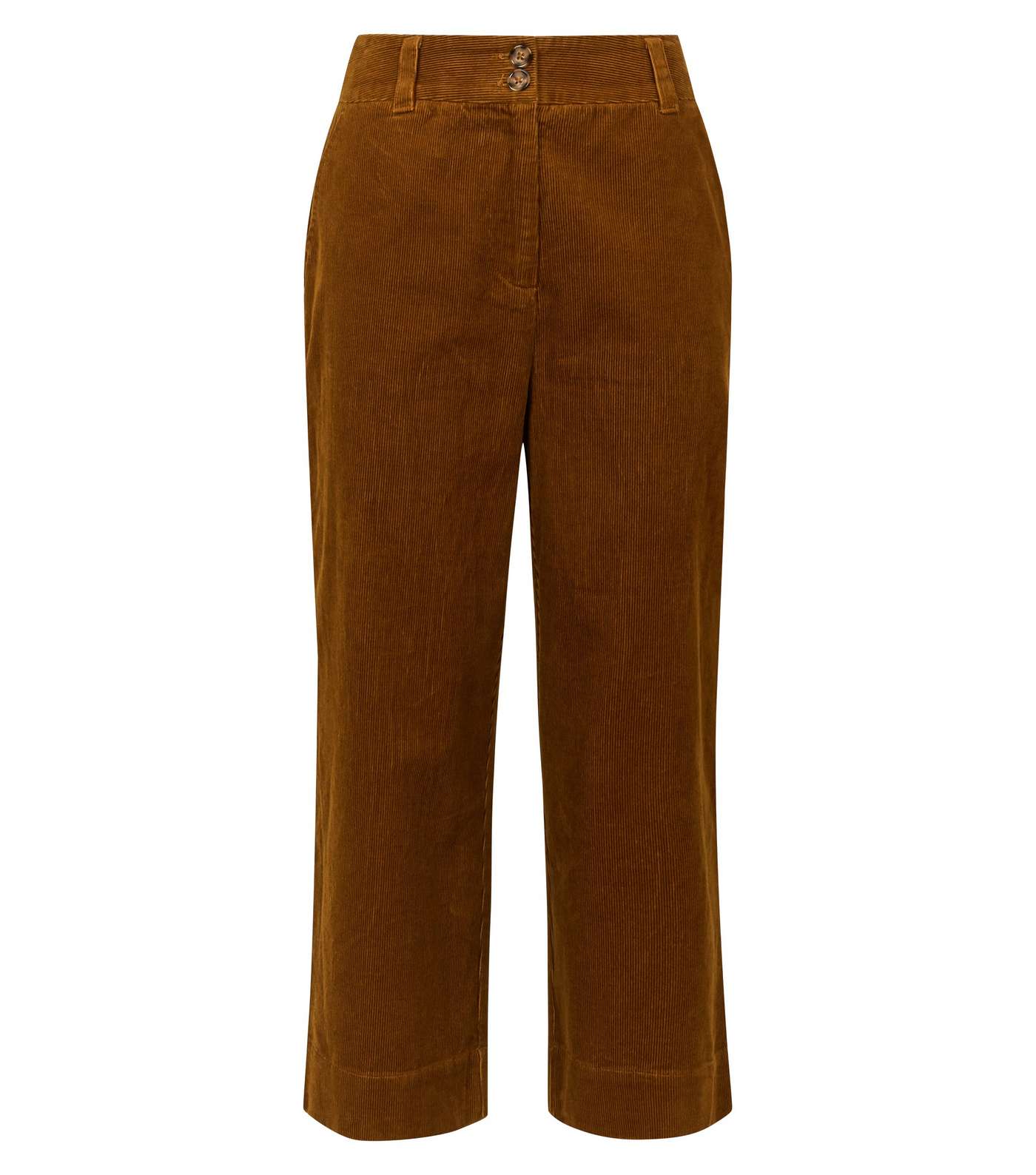 Dark Brown Corduroy Cropped Trousers Image 4