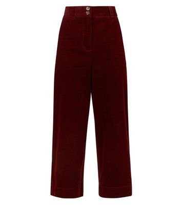 Burgundy Corduroy Cropped Trousers | New Look