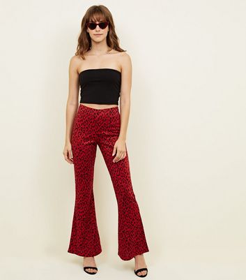 red leopard print flares