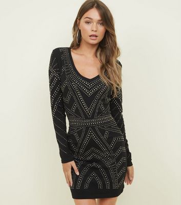 black studded bodycon dress