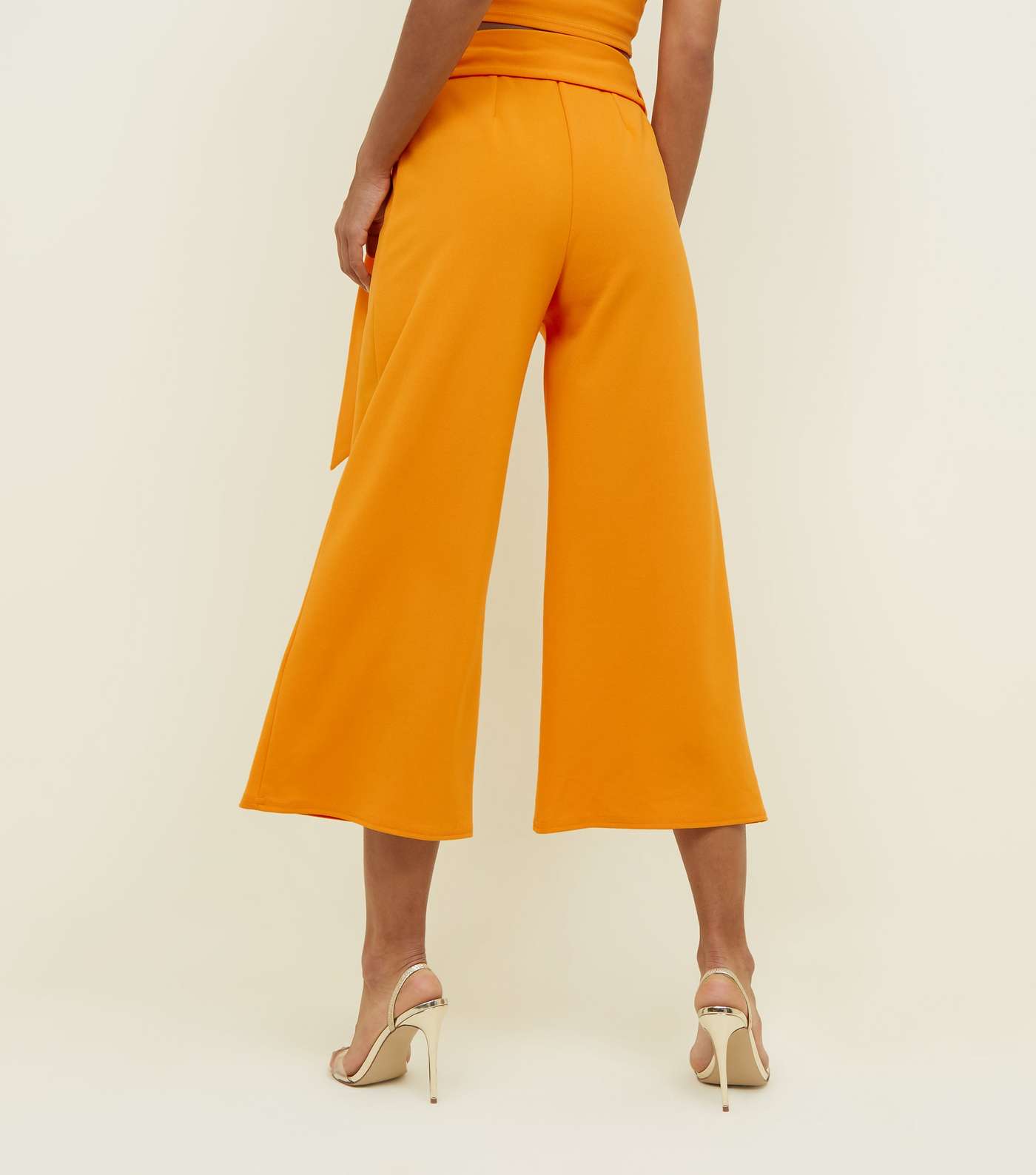 Bright Orange Tie Waist Culottes Image 3