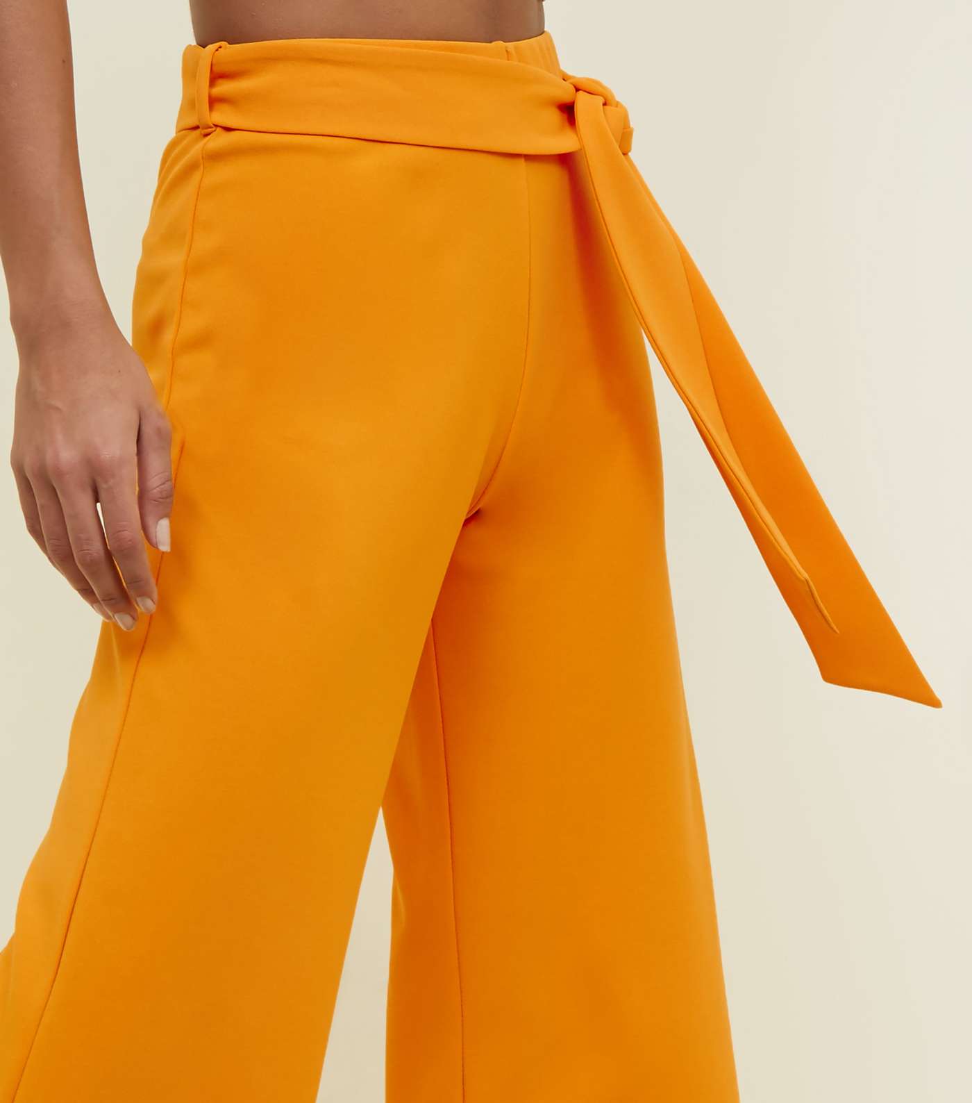 Bright Orange Tie Waist Culottes Image 5