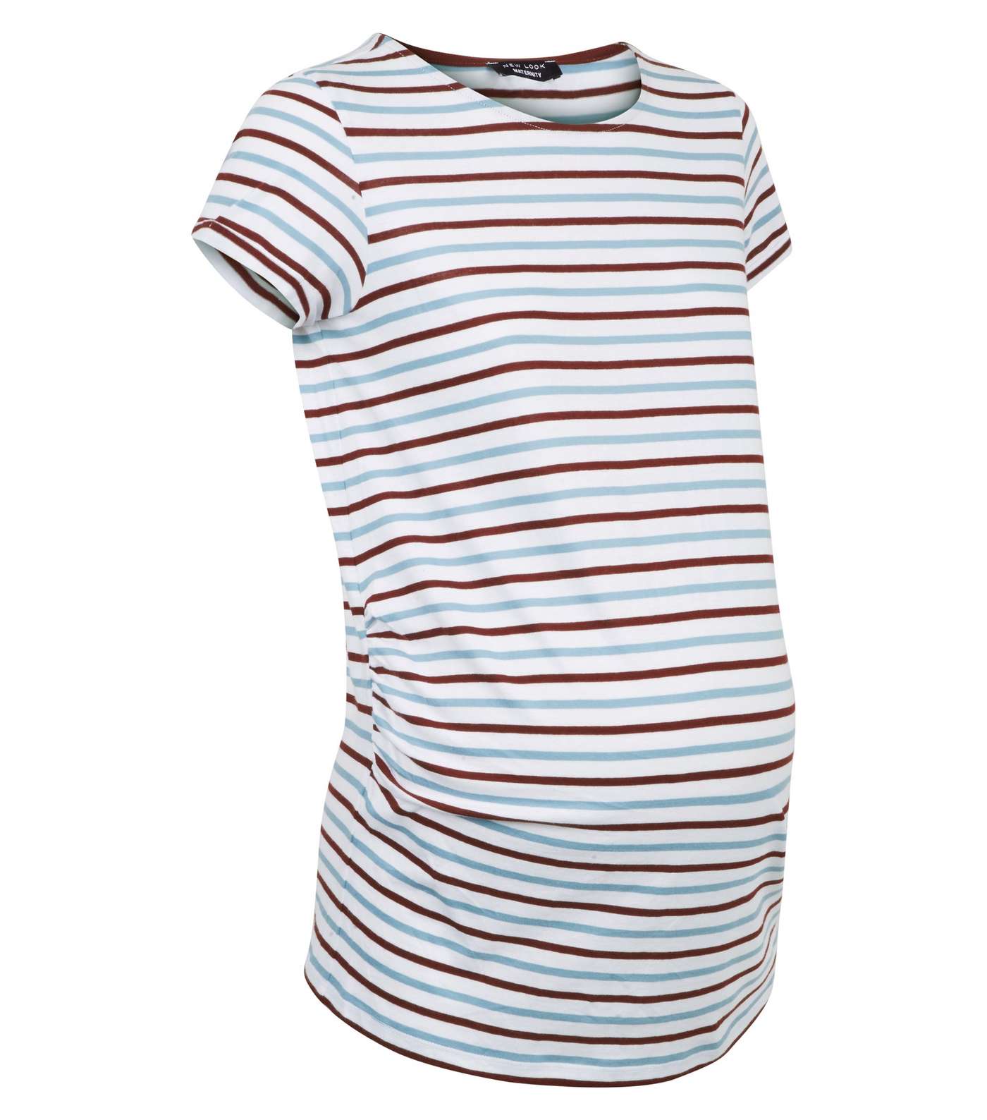 Maternity Pale Blue Stripe Short Sleeve T-Shirt Image 4