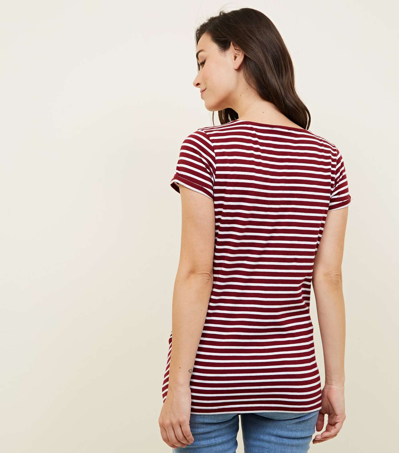 Maternity Red Stripe Short Sleeve T-Shirt Image 3
