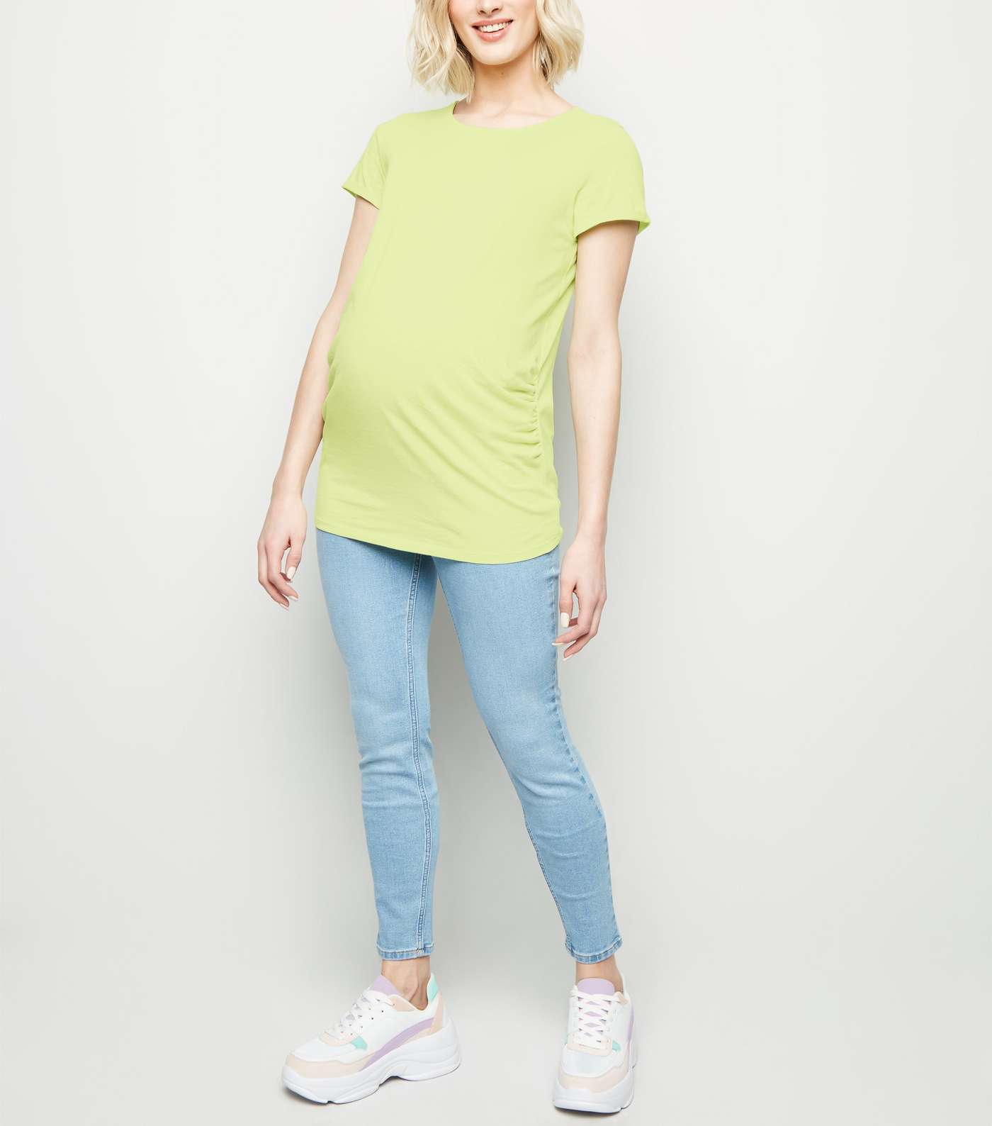 Maternity Light Green Short Sleeve T-Shirt Image 2