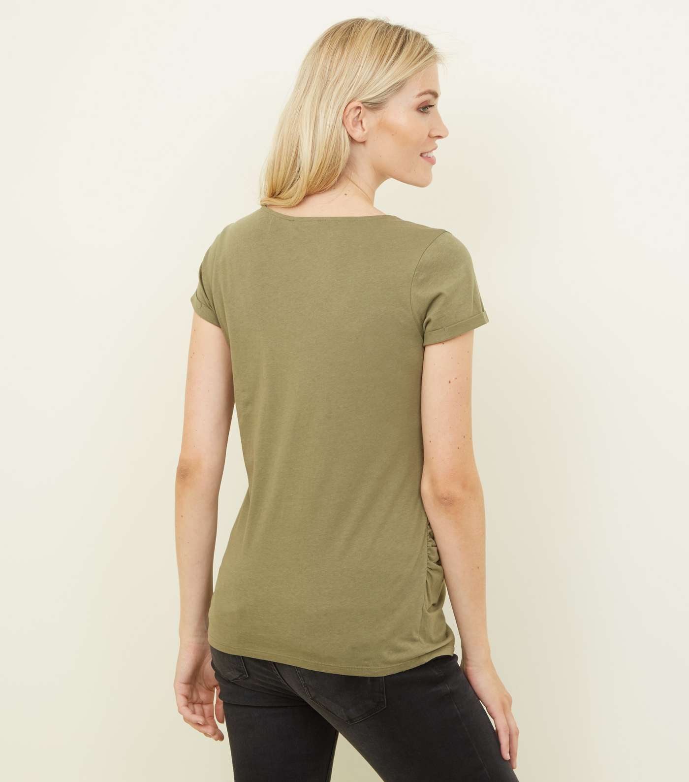Maternity Olive Green Short Sleeve T-Shirt Image 3