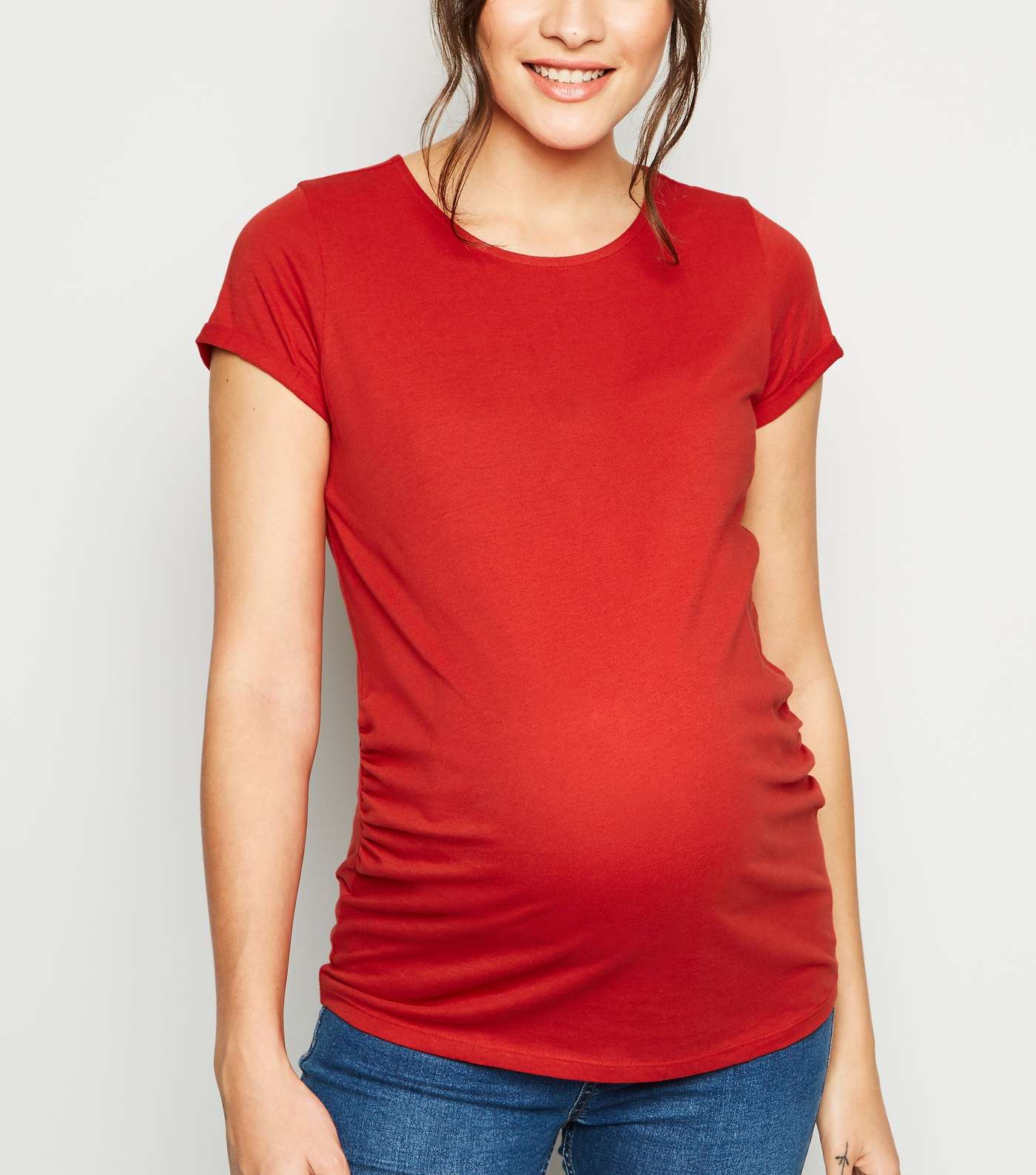 Maternity Dark Red Short Sleeve T-Shirt