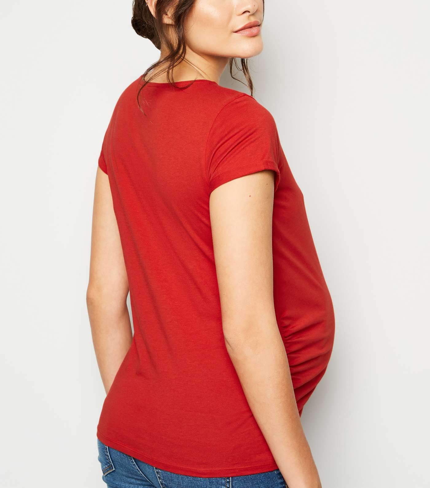 Maternity Dark Red Short Sleeve T-Shirt Image 3