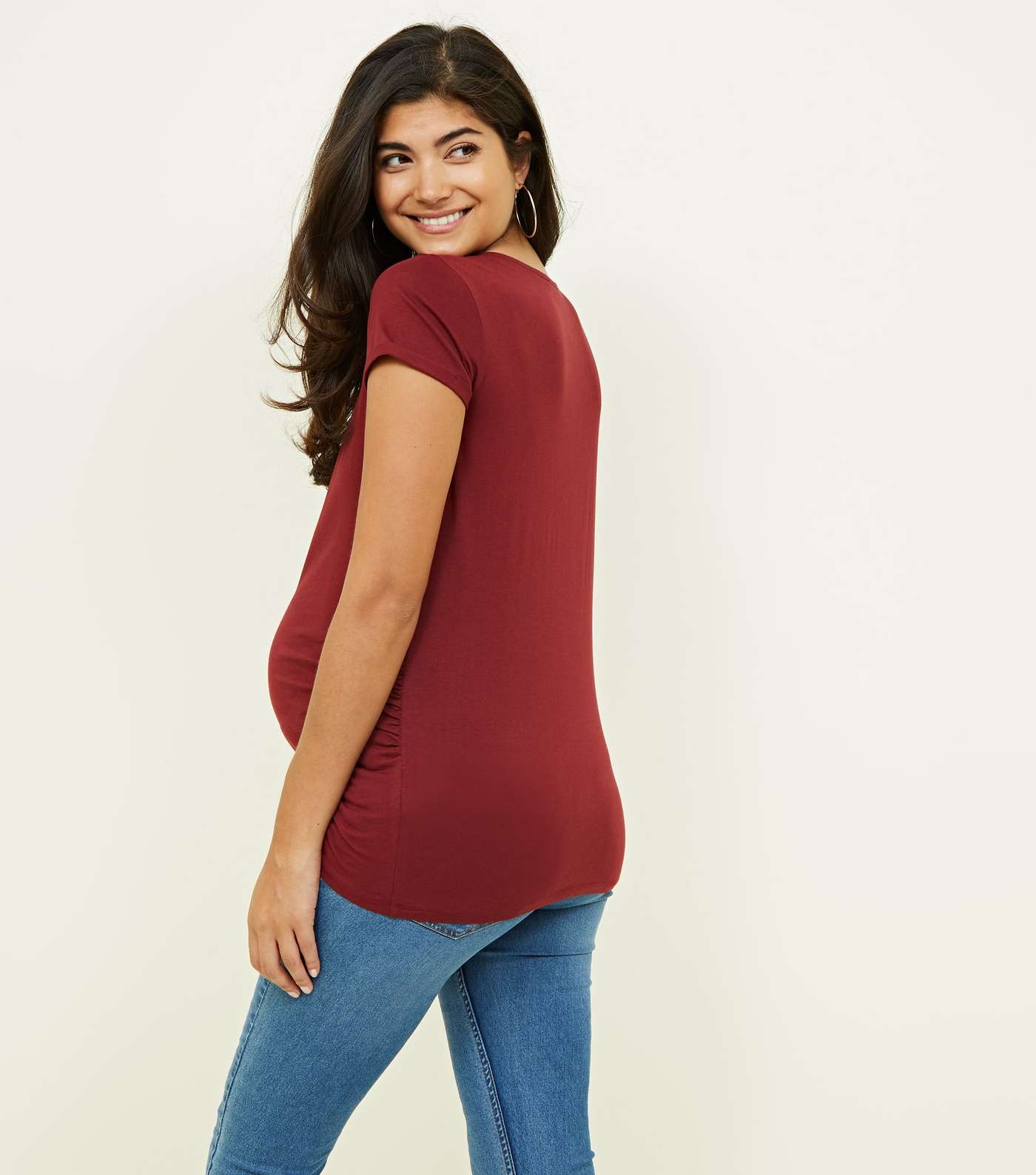 Maternity Plum Short Sleeve T-Shirt Image 3