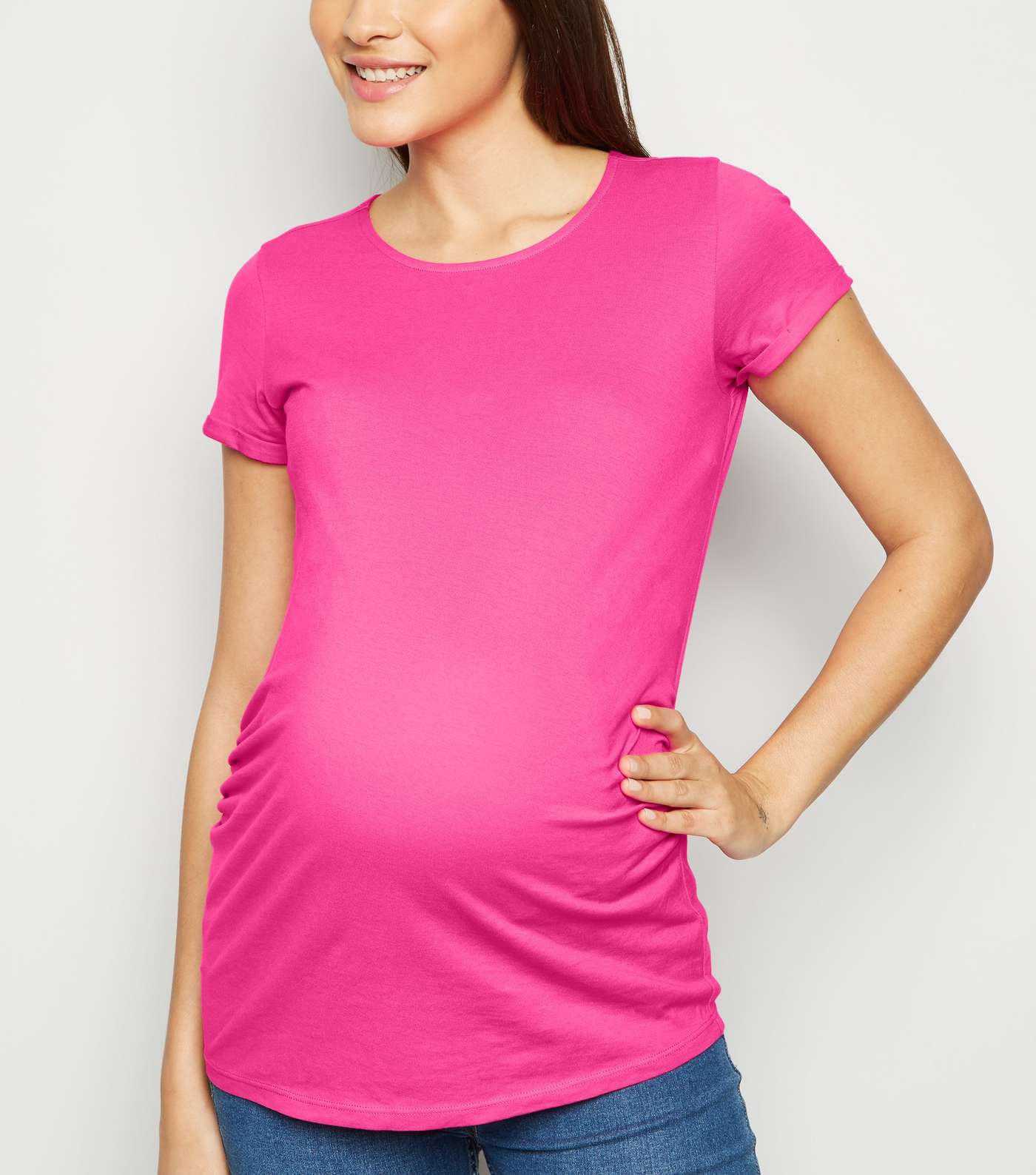 Maternity Bright Pink Neon Short Sleeve T-Shirt