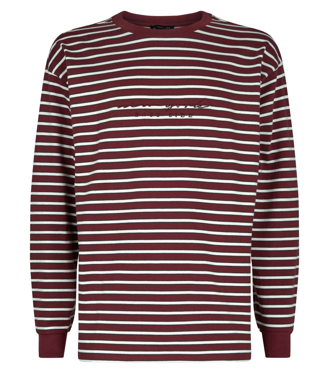 Burgundy East Side Embroidered Long Sleeve T-Shirt Image 4