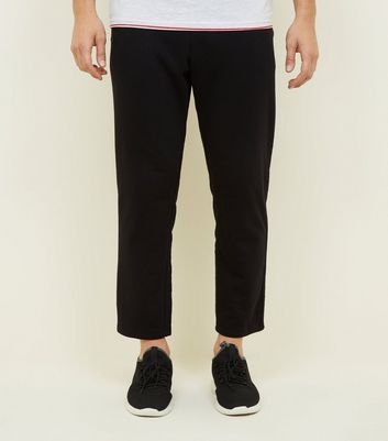 black cropped joggers mens