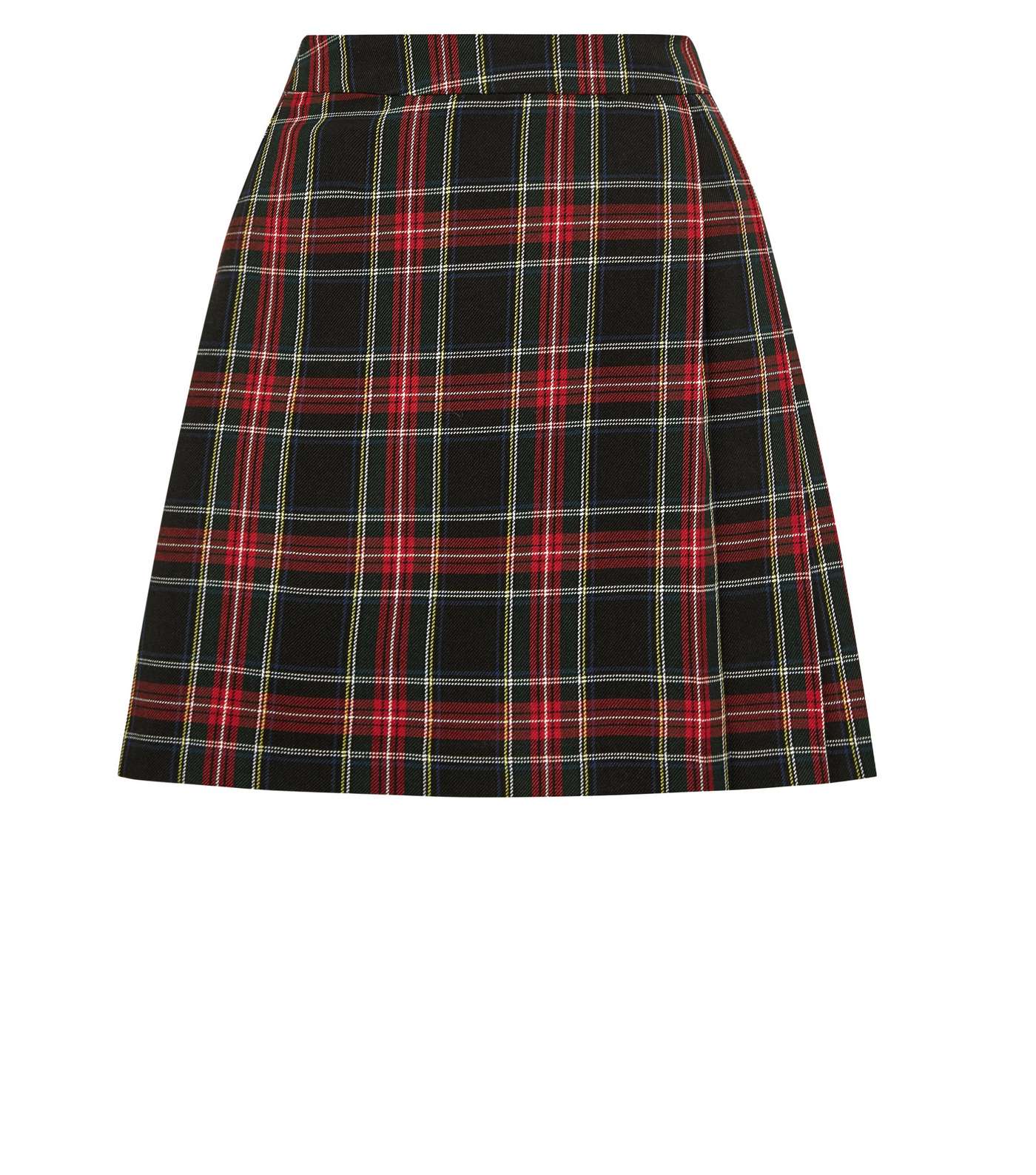 Black Tartan Check Pleated Skirt Image 4
