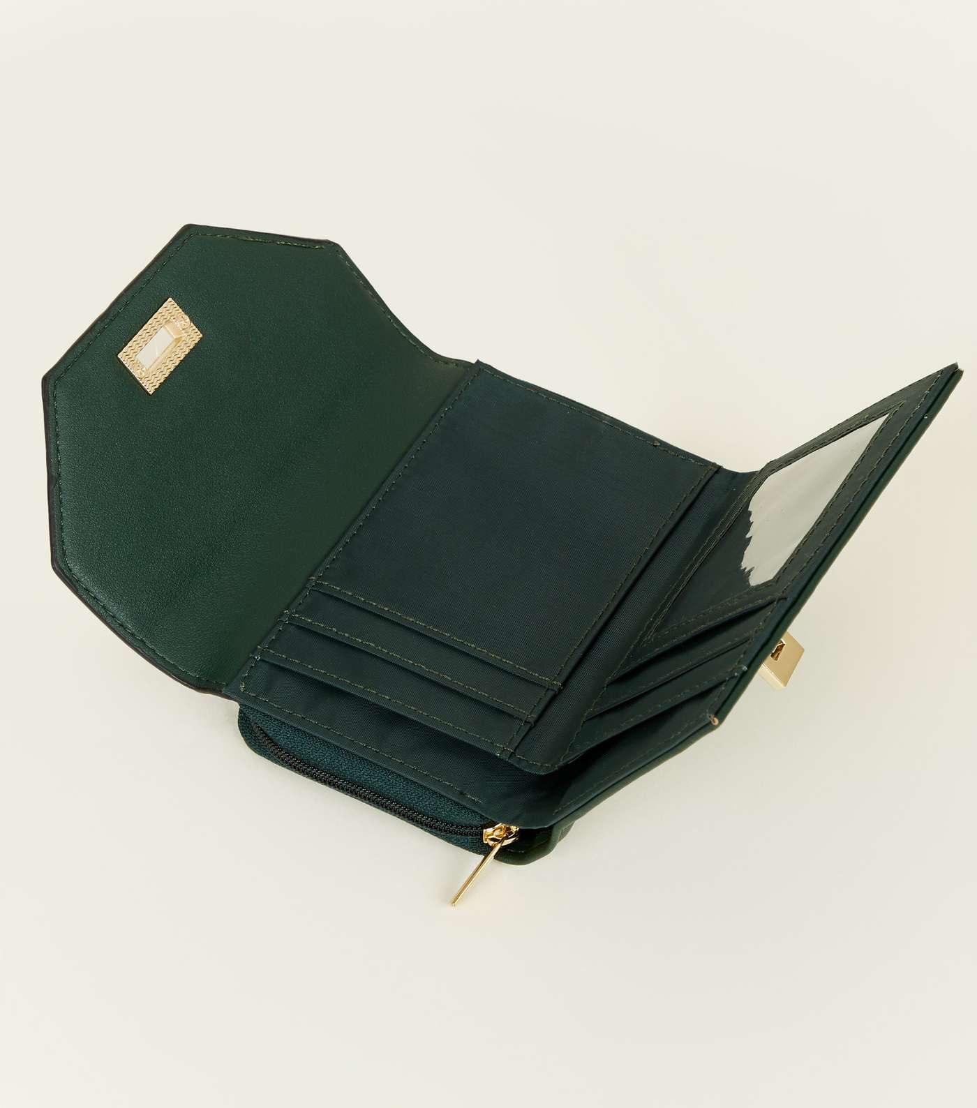Dark Green Leather-Look Flip Lock Small Purse Image 2