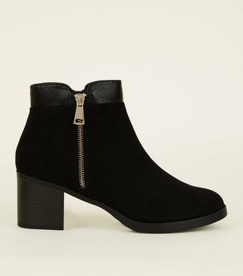 womens black ankle boots mid heel