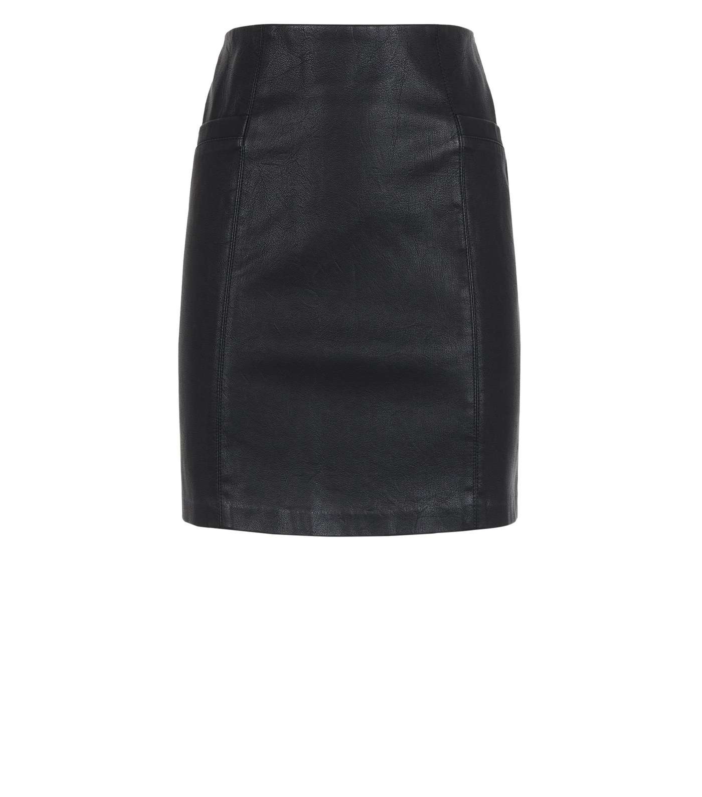 Tall Black Coated Leather-Look Mini Skirt Image 4