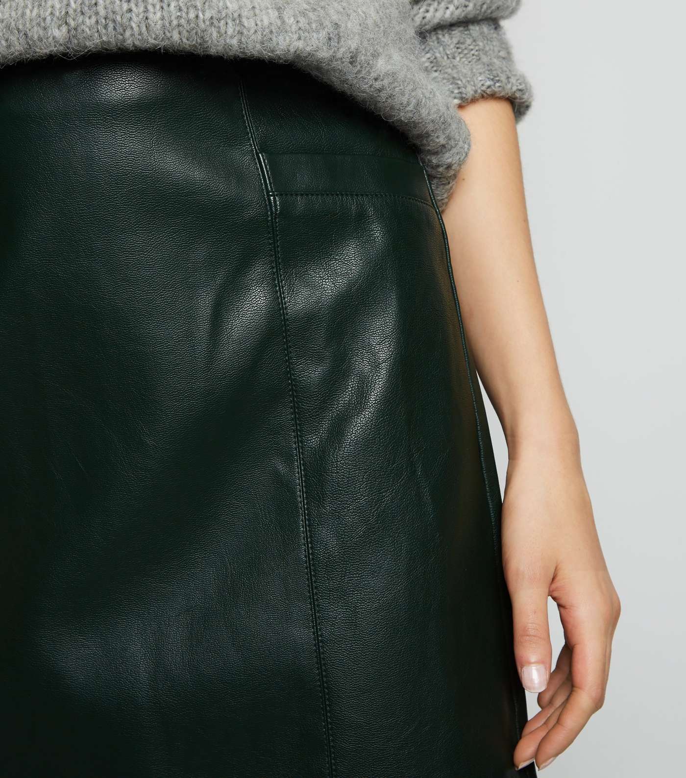 Tall Green Leather-Look Mini Skirt Image 3