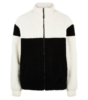 Men's Black Colour Block Borg Jacket New Look shop for Men's Black Colour Block Borg Jacket New Look at Shopo