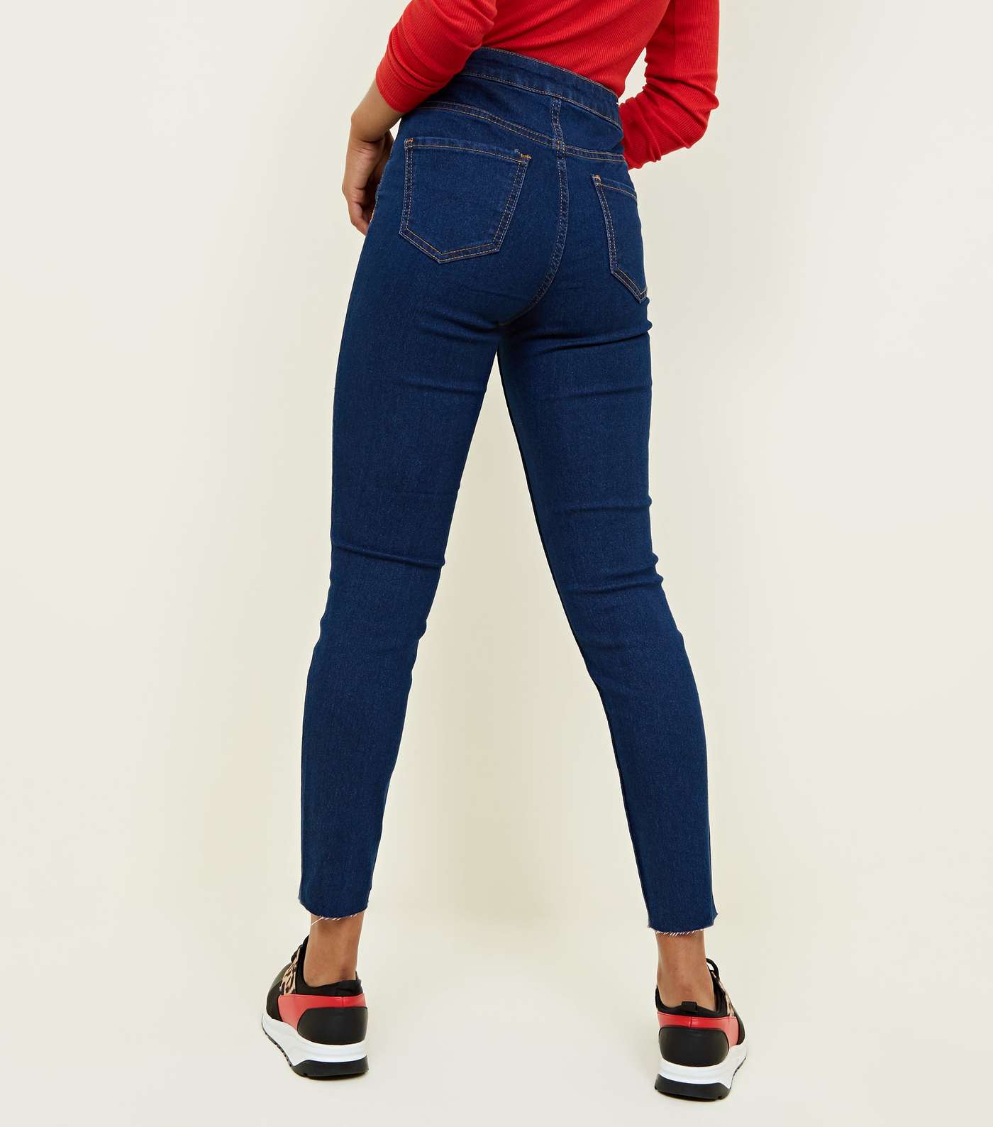 Blue Raw Hem High Waist Super Skinny Hallie Jeans Image 3