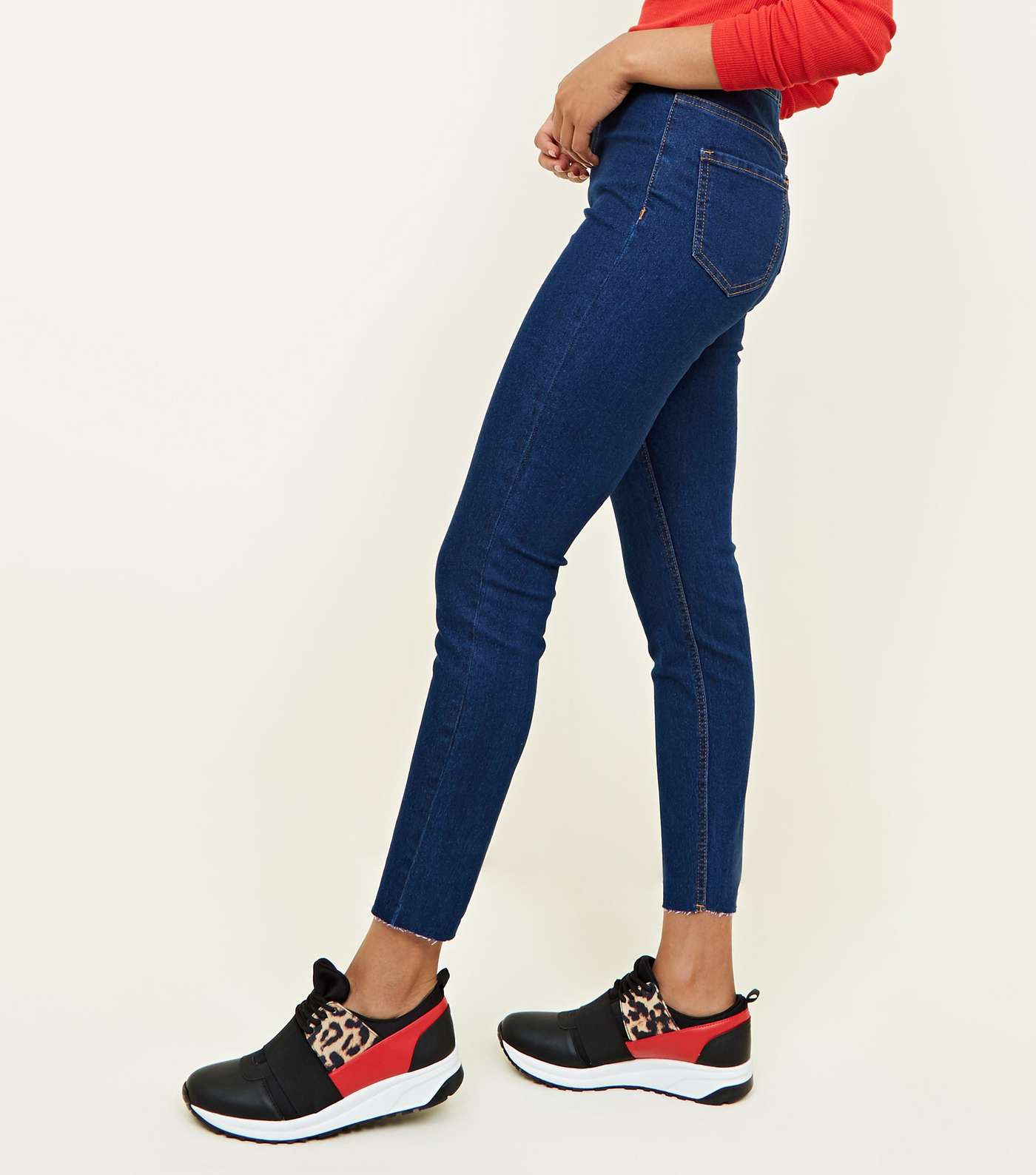 Blue Raw Hem High Waist Super Skinny Hallie Jeans Image 5