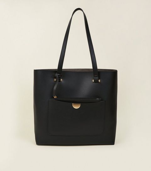 Handbags Black Clutch Tote Small Bags New Look Black Leather Look Tote Bag
