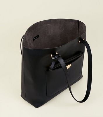 Black Leather-Look Tote Bag | New