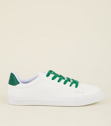 Green and White Colour Block Lace Up 