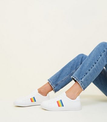 White cheap rainbow trainers