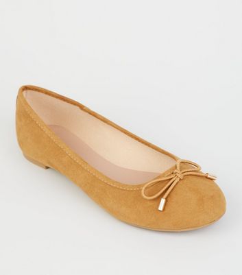 tan suede ballet pumps