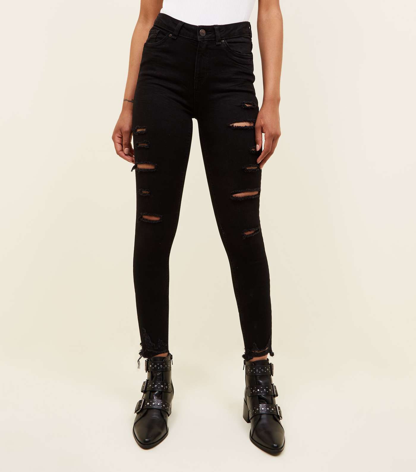 Black Ripped Ankle Grazer Skinny Jenna Jeans Image 2