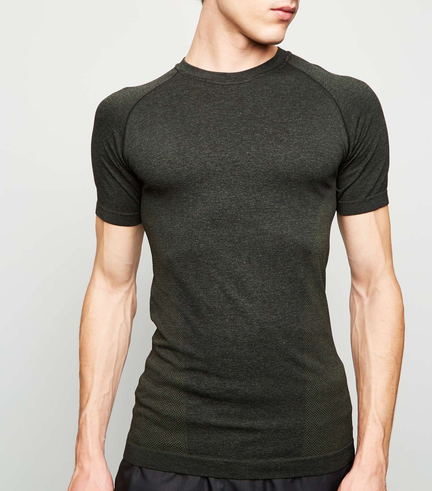 Khaki Raglan Sleeve Muscle Fit Sports T-Shirt  