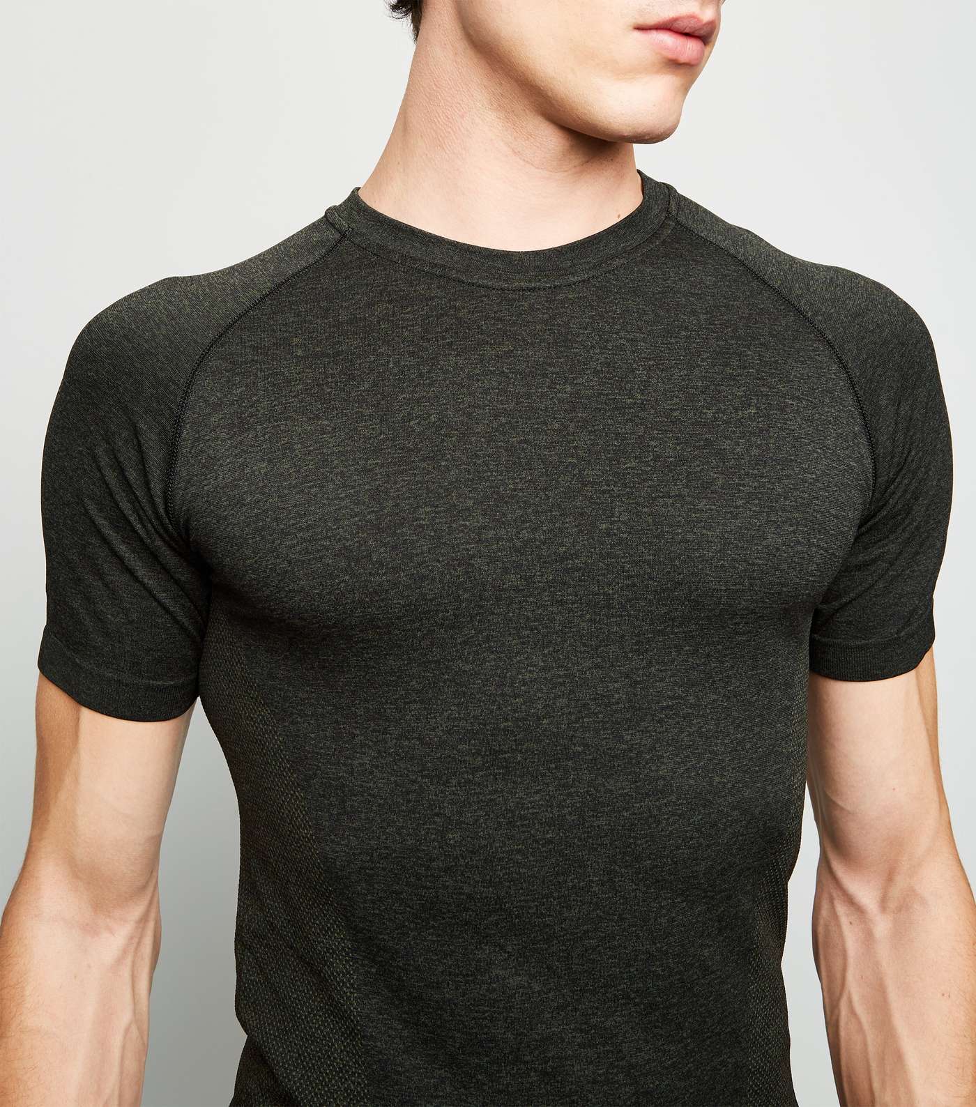 Khaki Raglan Sleeve Muscle Fit Sports T-Shirt   Image 5