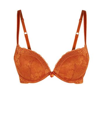 Orange Lace Push-Up Bra | New Look