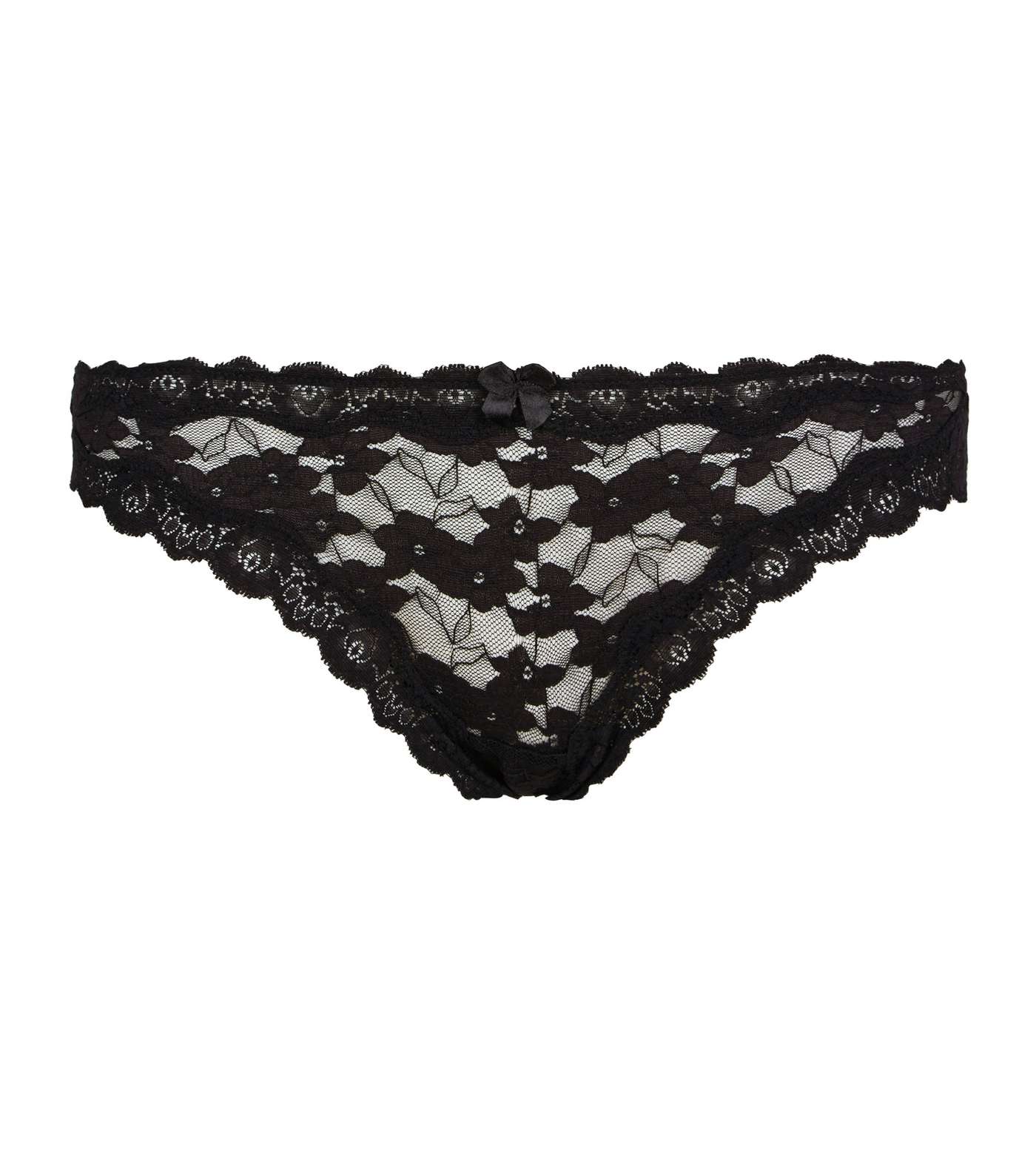 Black Scalloped Lace Thong Image 4