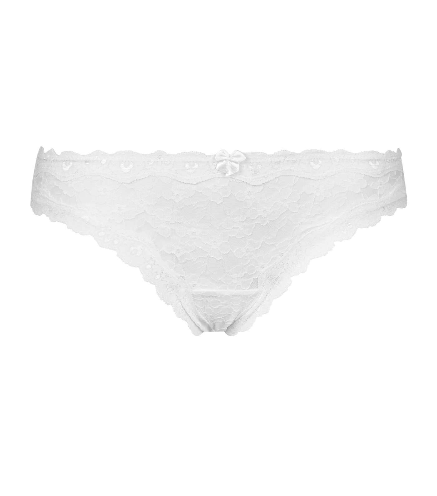 White Scalloped Lace Thong Image 3