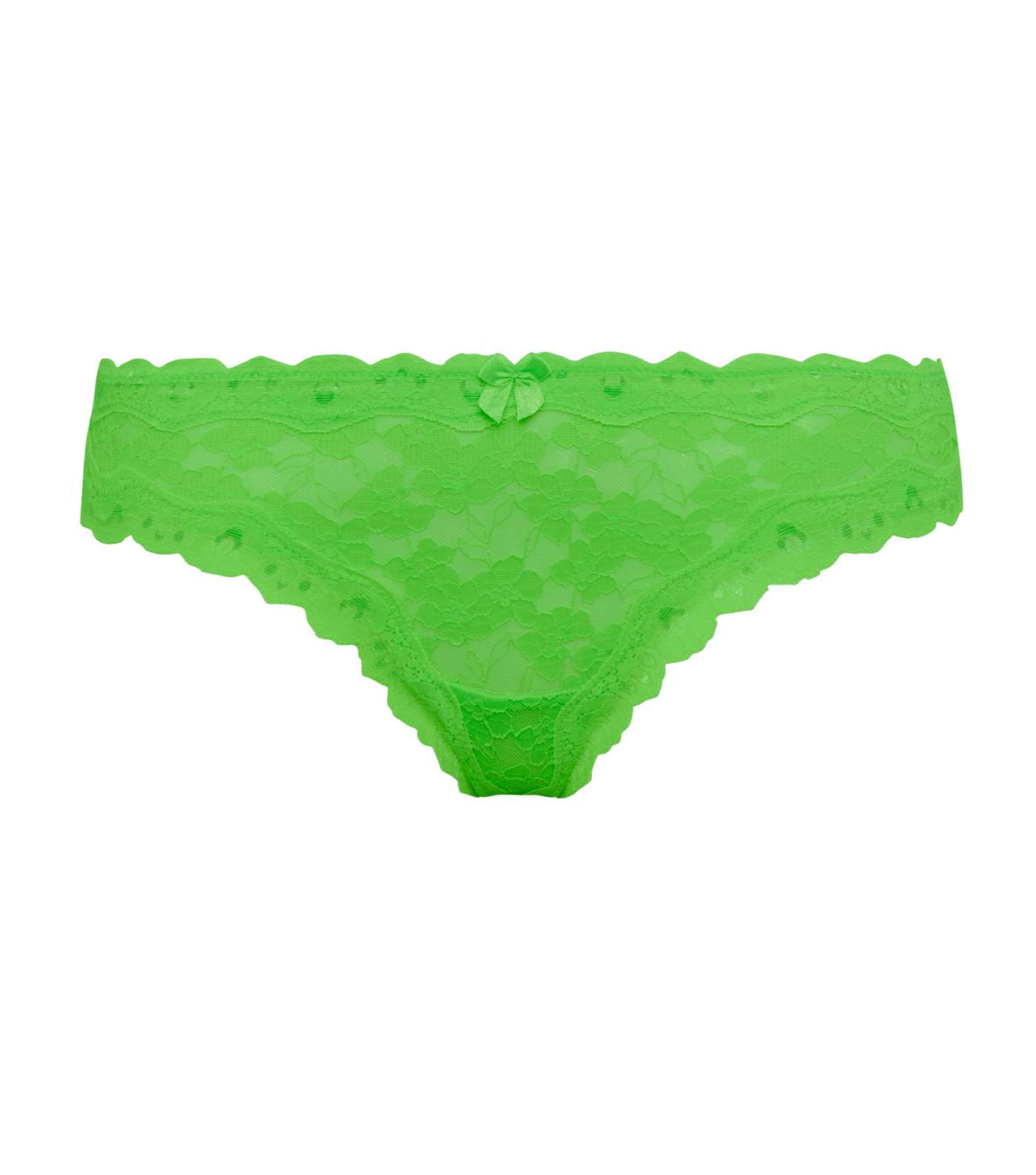 Green Neon Scallop Lace Thong  Image 4