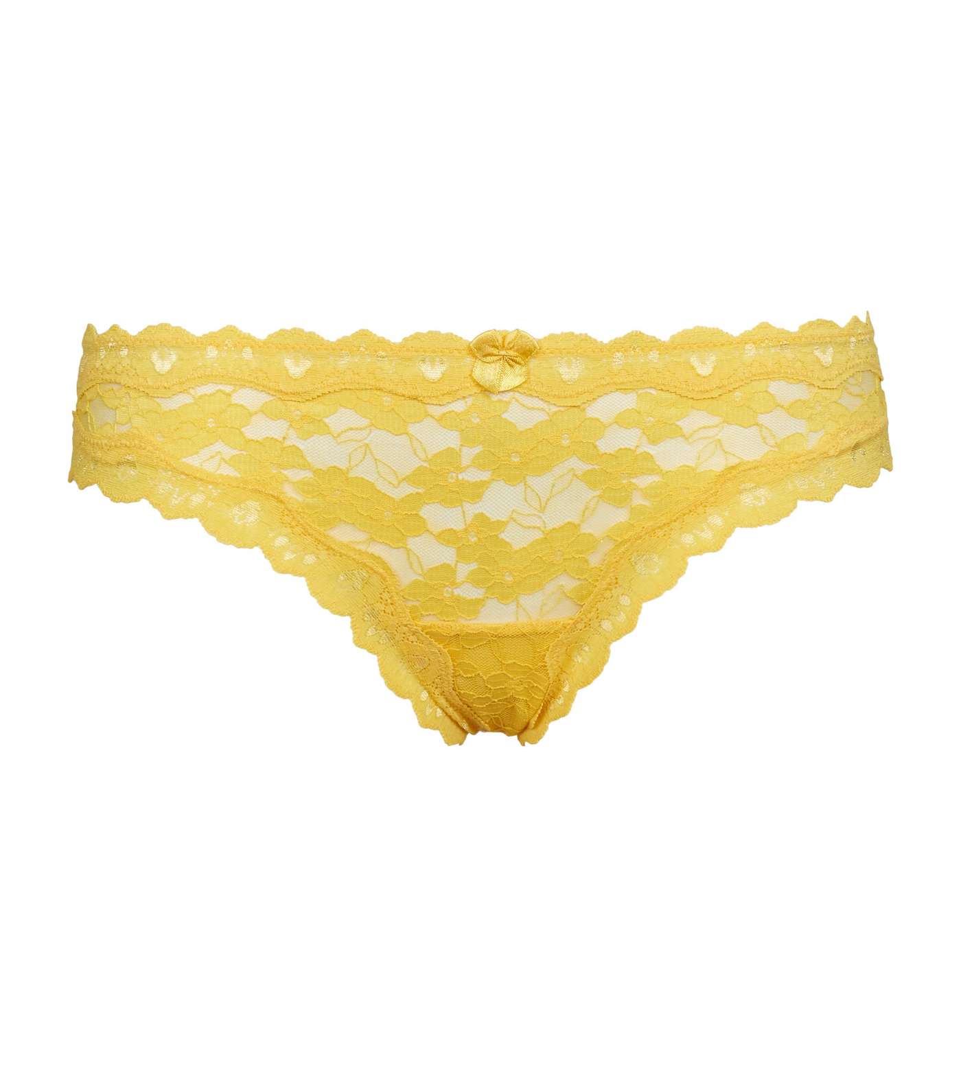 Mustard Scalloped Lace Thong Image 4