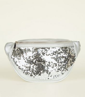 silver sequin bum bag